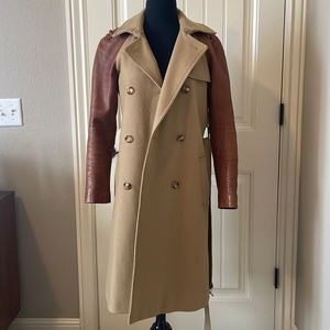 Michael Kors double breasted war and leather trenchcoat
